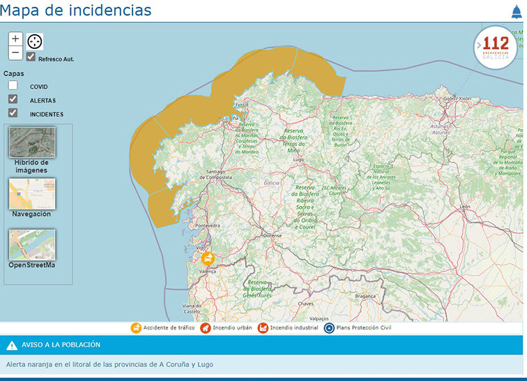 alerta laranxa en A Coruña e Lugo o 18 de febreiro 2022