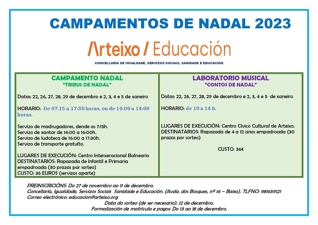 Cartel Campamento Nadal 2023.