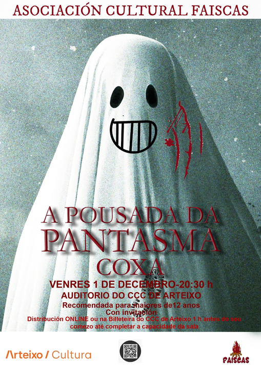Cartel da obra de teatro "A pousada da pantasma coxa", da Asociaci&oacute;n Cultural Fa&iacute;scas.