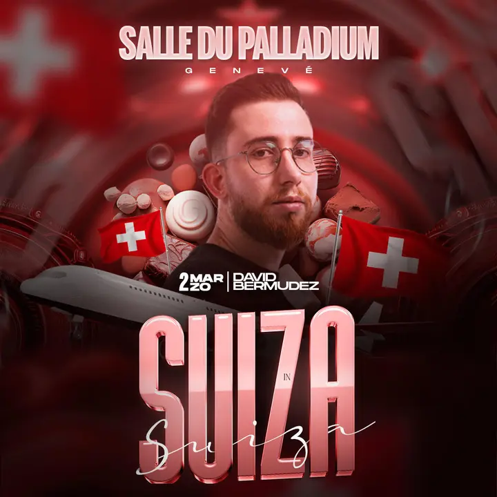 Cartel de la actuaci&oacute;n del DJ David Berm&uacute;dez en Suiza.