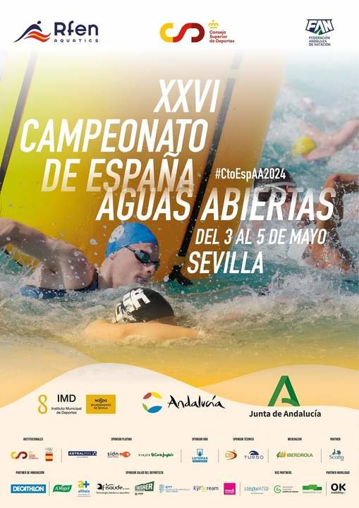 Cartel del Campeonato de Aguas Abiertas en Sevilla.