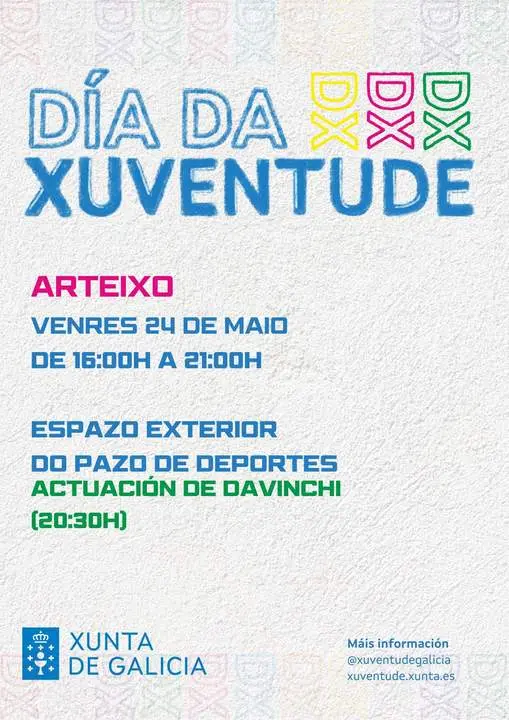 Cartel del programa "D&iacute;a da Xuventude" que se celebrar&aacute; en Arteixo.