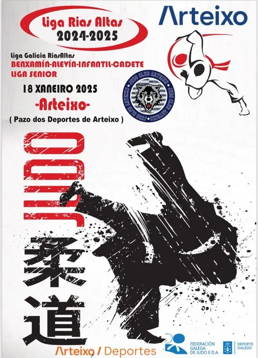 Cartel Liga de Judo R&iacute;as Baixas.