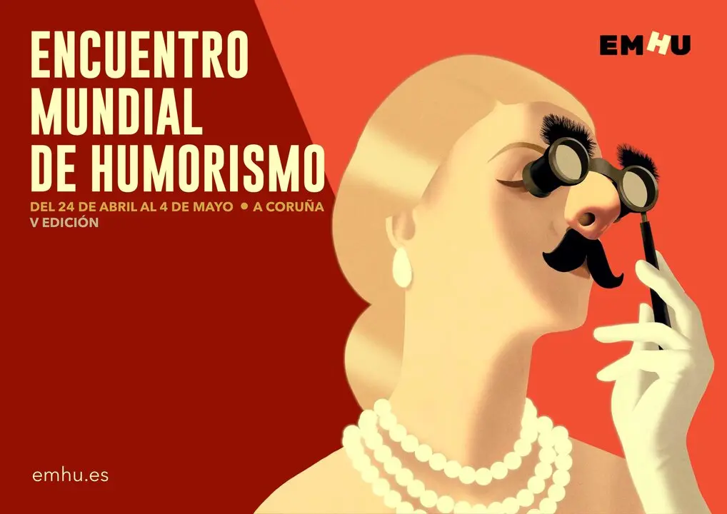 Cartel del Encuentro Mundial de Humorismo que se celebrar&aacute; en A Coru&ntilde;a.