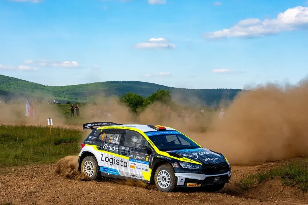 Rober Blach Jr. y Mauro Barreiro durante el rallye de Hungr&iacute;a.