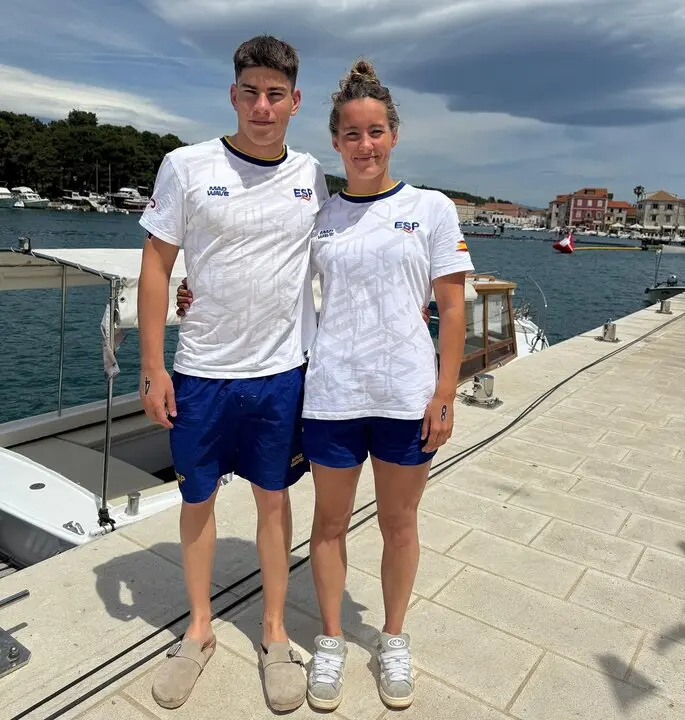 Paula Otero y Mateo Garc&iacute;a con la selecci&oacute;n espa&ntilde;ola en Croacia.