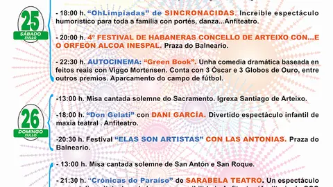Concello de Arteixo Fiestas Santiago Ap&oacute;stol 2020