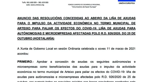 listado de comercios de hosteler&iacute;a que pueden recibir ayudas