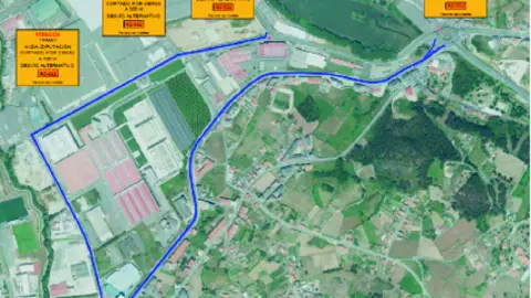 Plano nos tramos do cortes no pol&iacute;gono industrial de Sab&oacute;n