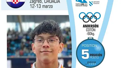 Anderson Cot&oacute;n es judoka del Judo Club Arteixo