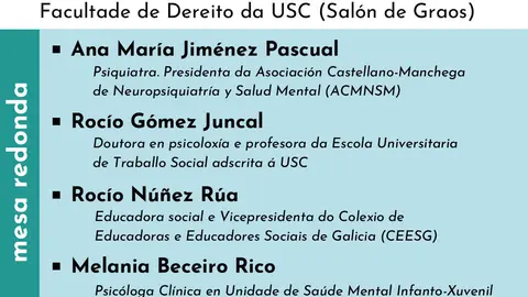 Cartel da mesa redonda celebrada o martes 29 de marzo en Santiago en referencia &aacute; sa&uacute;de mental-El Portal de la Infancia