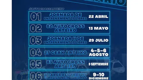 calendario de carreras y eventos del Autocross Arteixo 2023