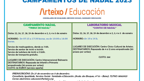 Cartel Campamento Nadal 2023.