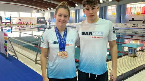 Paula Otero y Mateo Garc&iacute;a en el Campeonato de Espa&ntilde;a de Larga Distancia de Nataci&oacute;n.