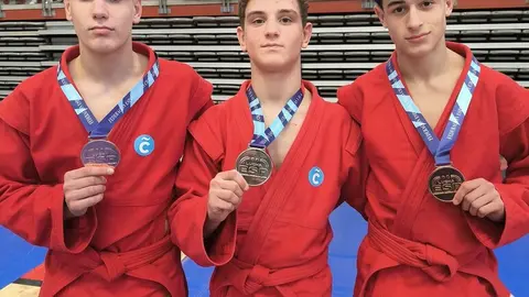Medallistas del Judo H&eacute;rcules de A Coru&ntilde;a en el Campeonato de Espa&ntilde;a de Sambo.