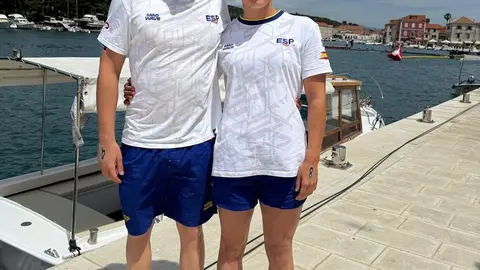Paula Otero y Mateo Garc&iacute;a con la selecci&oacute;n espa&ntilde;ola en Croacia.