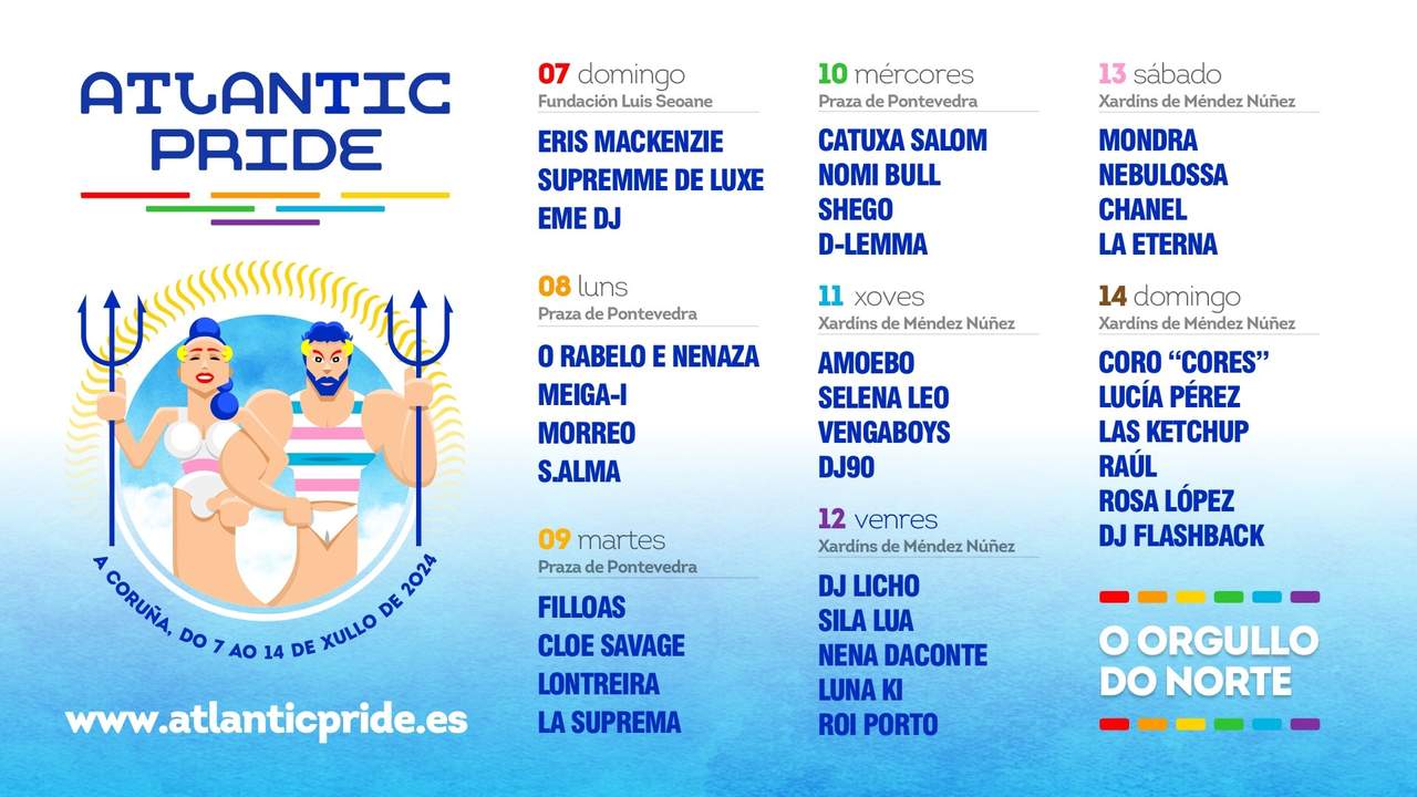 Programa por días del Atlantic Pride 2024.