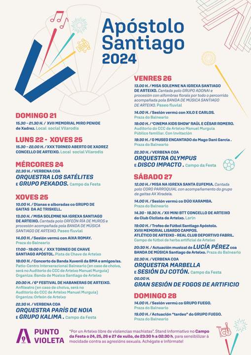 Cartel de las Fiestas de Santiago Apóstol 2024 en Arteixo.