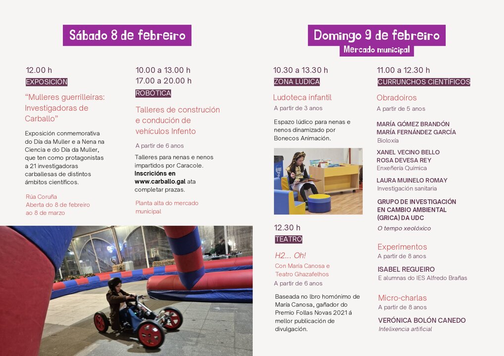 Folleto de la II Feria del Día de la Mujer y la Niña en Carballo.