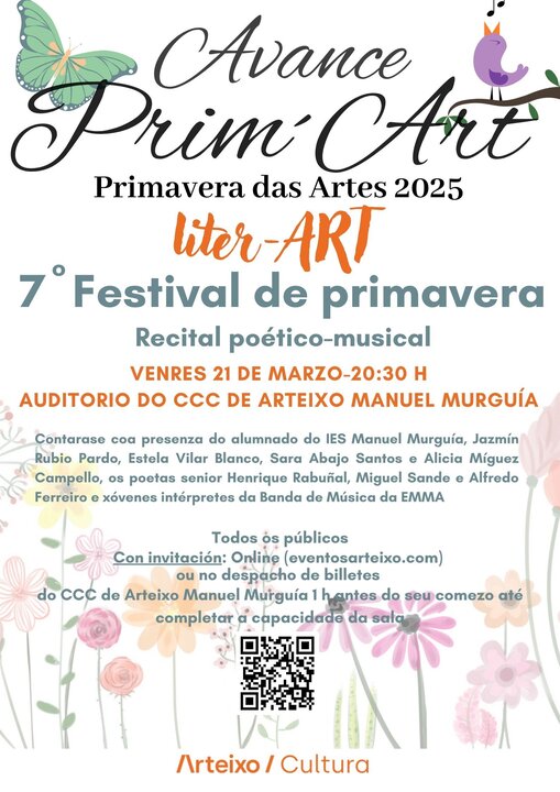 Cartel del "7º Festival de Primavera" , Recital poético-musical, en Arteixo.