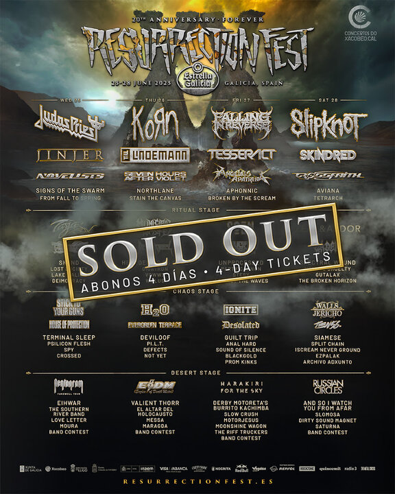 Cartel del Resurrection Fest 2025 con el Sold Out.