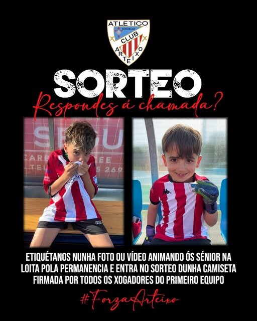 Cartel del sorteo de la camiseta del Atlético Arteixo.