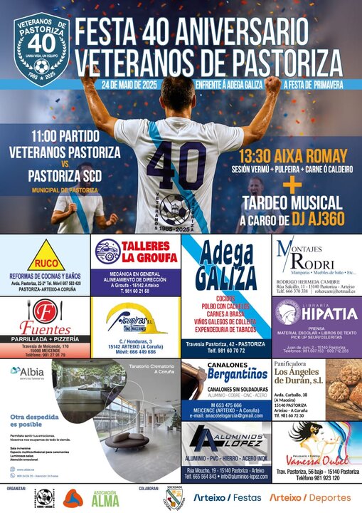 Cartel de la fiesta del 40º aniversario del Club Veteranos de Pastoriza.