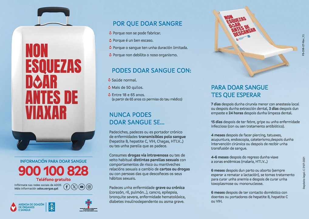 Folleto (parte de atrás) de la donación de sangre en Arteixo.