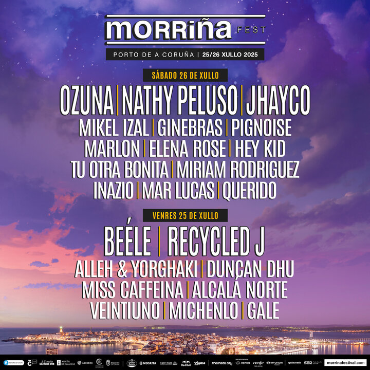 Cartel por días del Morriña Festival 2025.