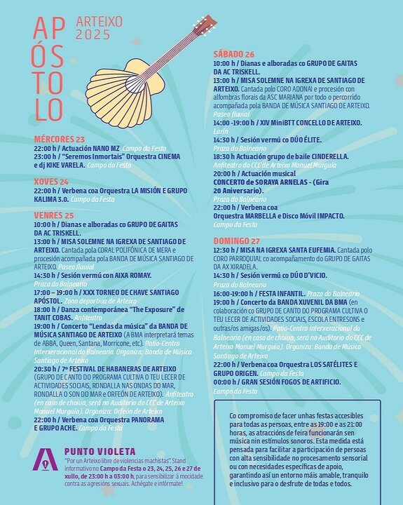 Cartel de las Fiestas del Apóstol 2025 en Arteixo.