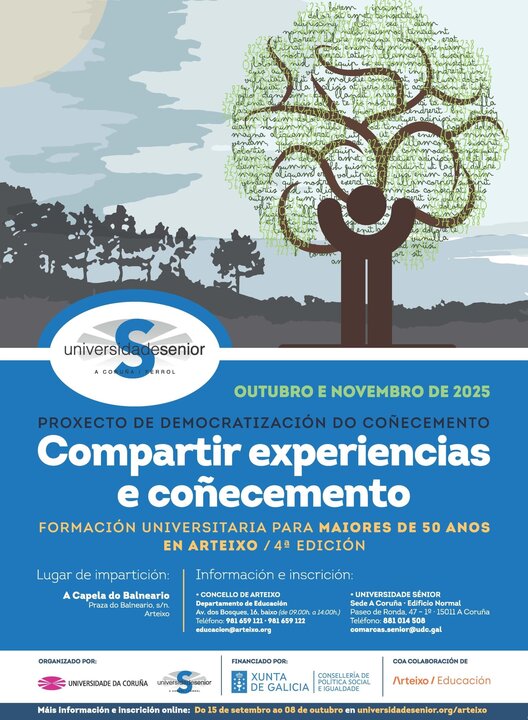 Cartel de la Universidad Sénior de la UDC en Arteixo.