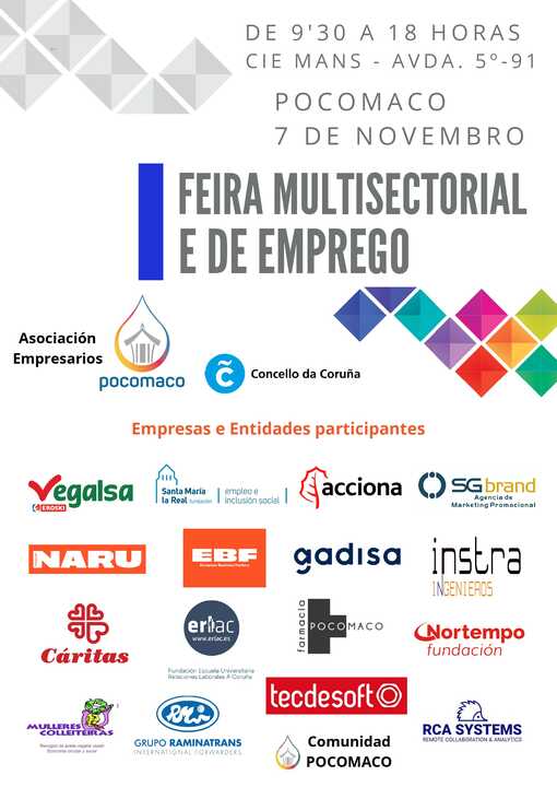 Cartel de la "I Feria Multisectorial y de Empleo Pocomaco".