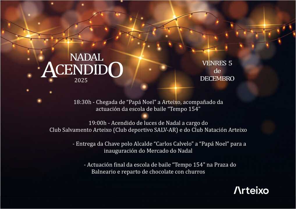 Cartel del encendido de Navidad en Arteixo.