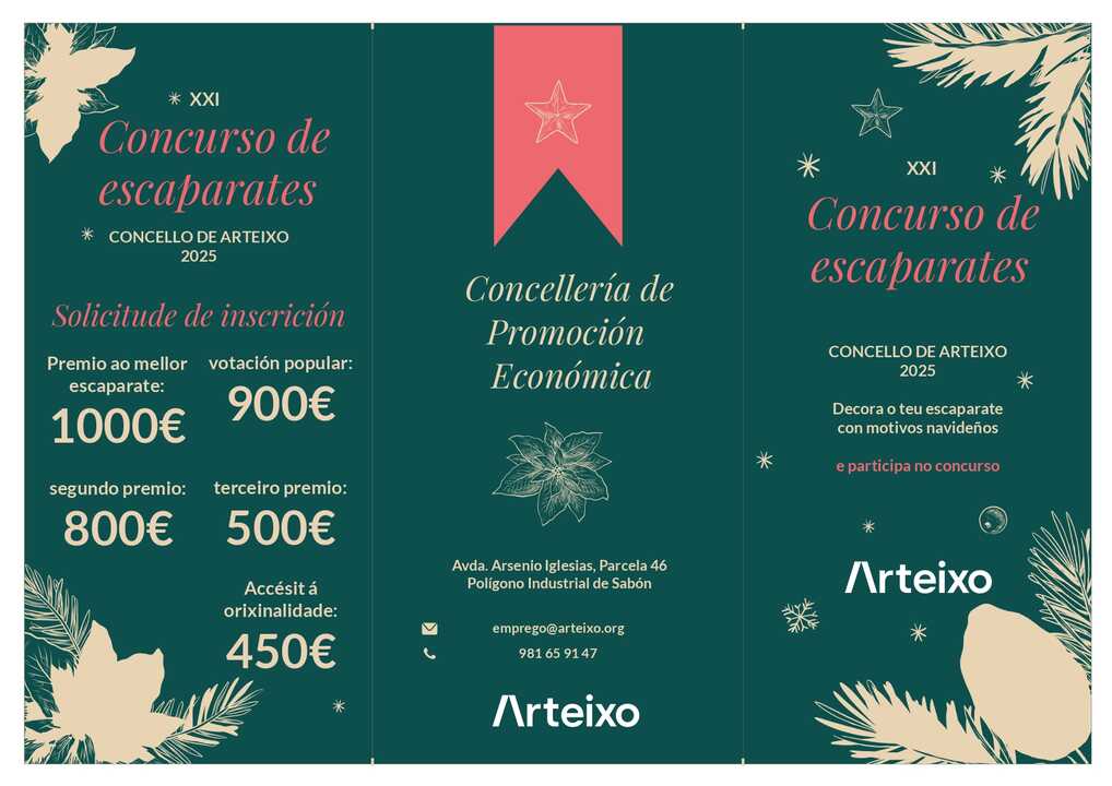 Cartel del Concurso de Escaparates de Navidad 2025 en Arteixo.