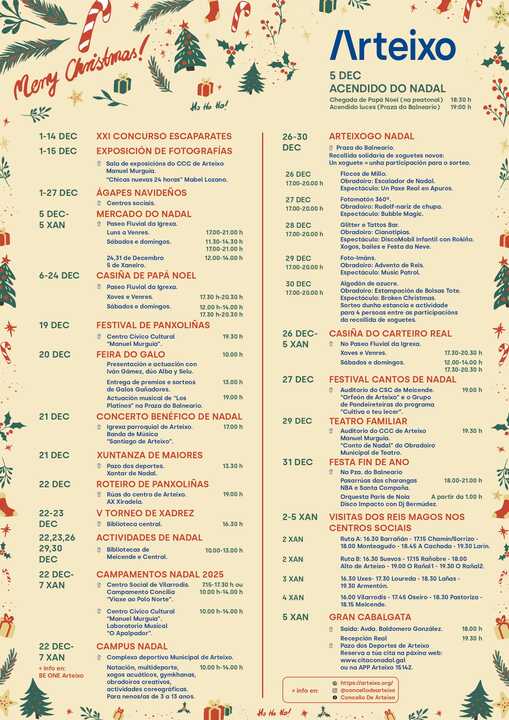 Programación completa de la Navidad en Arteixo.