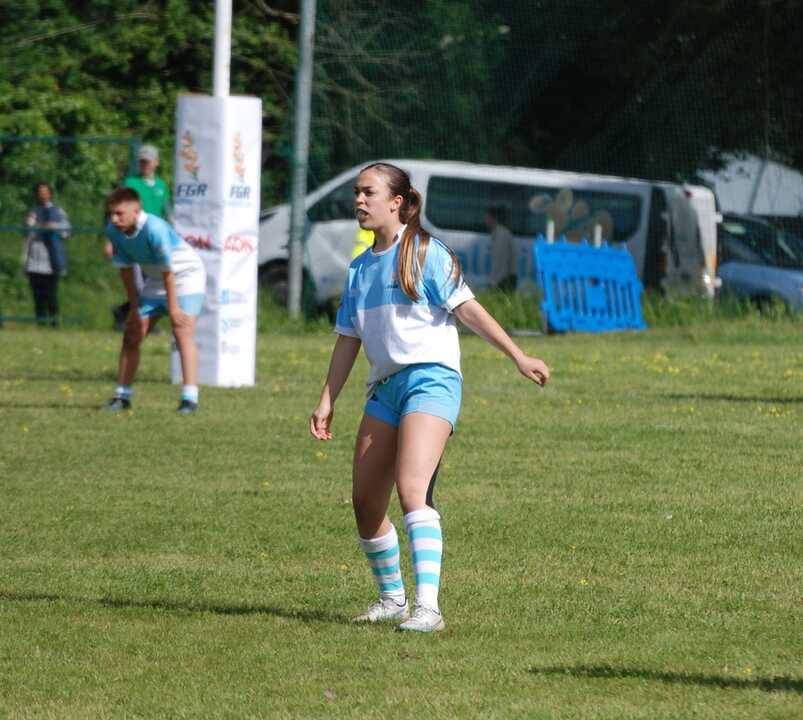 Rebeca López con la Selección Gallega de Rugby.